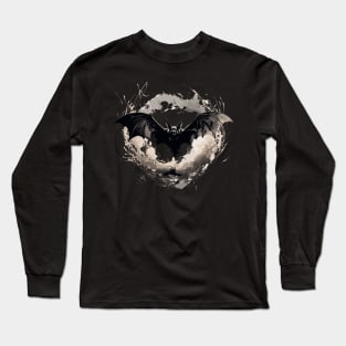 Spooky Bat and Moon Long Sleeve T-Shirt